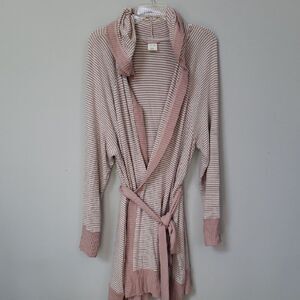 Soma Hooded Loungewear Womens 2XL Striped Pink Robe Soft Comfy Athleisure